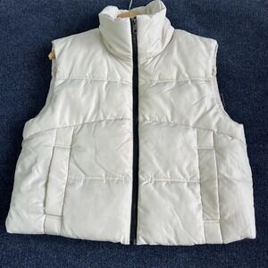 Vero Moda Vest Womens Medium White Mikela Short Puffer Waistcoat Gilet Quilted
